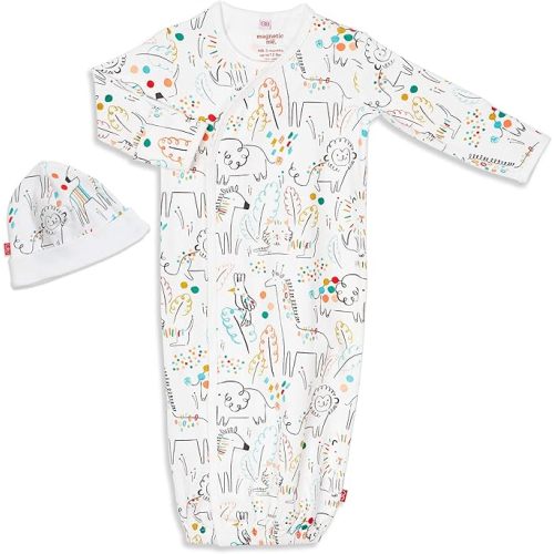 Magnetic Me Organic Cotton Newborn Sleeper Gown & Hat Set | Super Soft Organic Cotton Fabric Sleep Sack