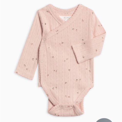 Hilda Brushed Back Pointelle Long Sleeve Kimono Bodysuit