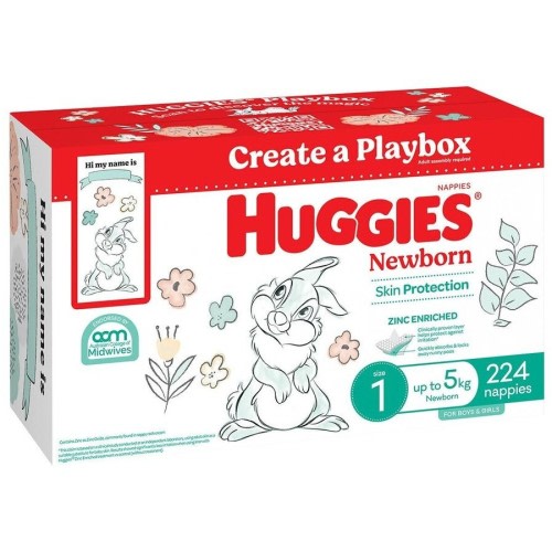 Huggies Unisex Ultimate Nappies Size 1 Newborn (Up to 5 kg) 224 Nappies