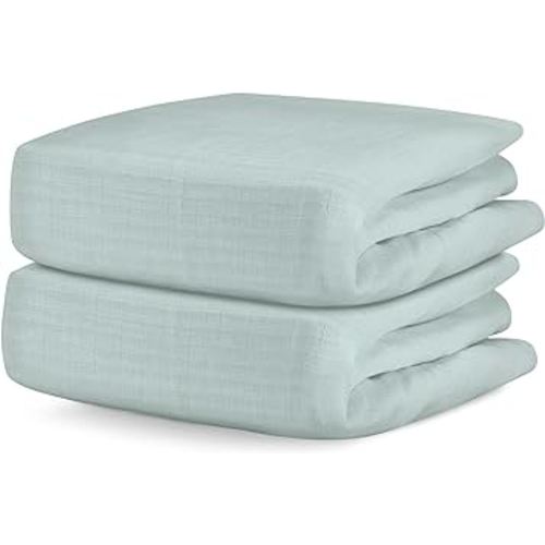 Newton Baby Organic Fitted Crib Sheets (2-Pack) - 100% Breathable and Ultra-Soft, 100% Organic Muslin Cotton, Sage, Fits All Standard Cribs