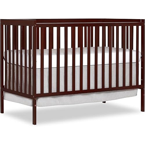 Dream On Me Synergy 5-In-1 Convertible Crib In Espresso, JPMA & Greenguard Gold Certified, Constructed out of solid New Zealand Pine wood, Features 3 mattress height settings