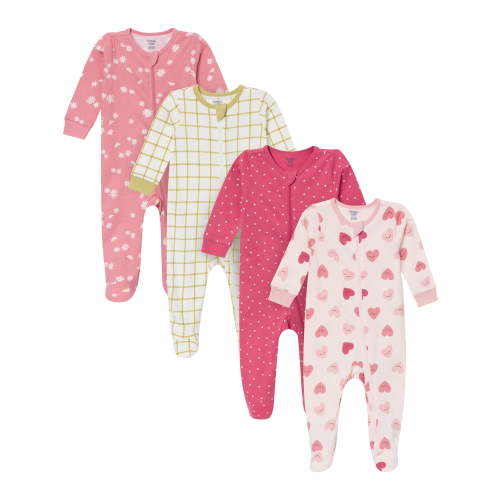 Gerber Baby Neutral Sleep N Play Footed Pajamas, 4-Pack, Sizes, Newborn - 6/9 Months