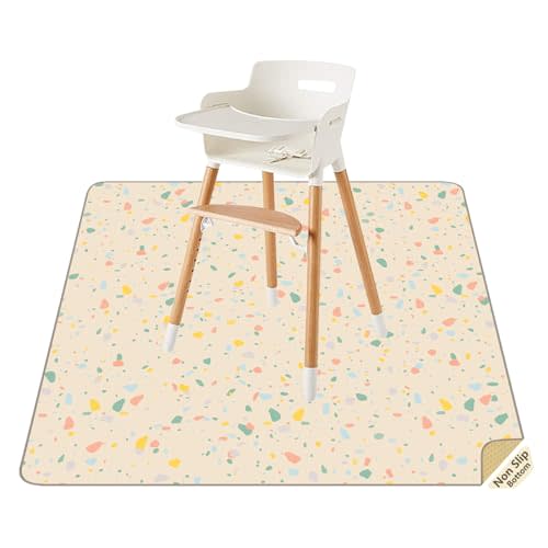Splat Mat for Under High Chair/Arts/Crafts by CLCROBD, 51" Baby Anti-Slip Food Splash and Spill Mat for Eating Mess, Waterproof Floor Protector and Table Cloth (Beige)
