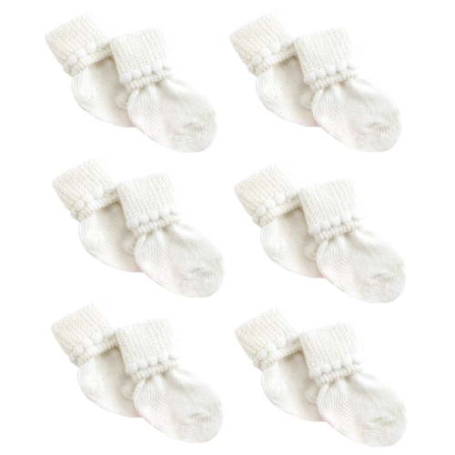 Nurses Choice Newborn Bubble Stitch Cotton Booties Socks, 6 Pack