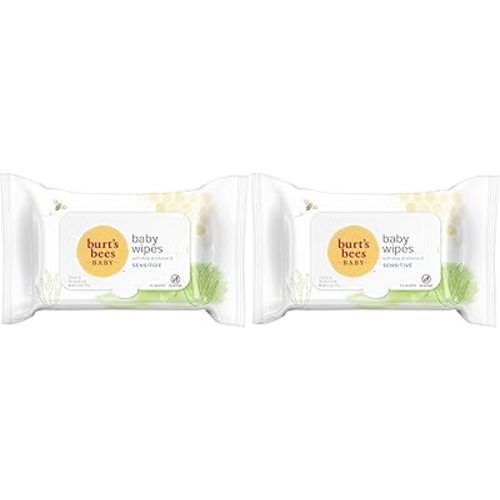 Burt's Bees Baby Wipes,Unscented Natural Baby Wipes for Sensitive Skin with Aloe and Vitamin E - 72 Wipes (Pack of 2)