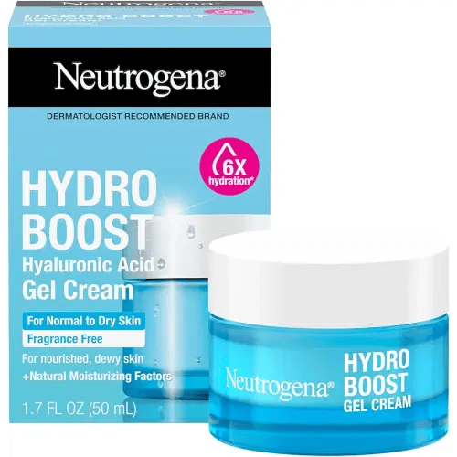 Neutrogena Hydro Boost Gel Cream with Hyaluronic Acid, Lightweight Facial Moisturizer for Normal to Dry Skin, Hydrating & Non-Comedogenic Face Cream for Dewy, Plump Skin, Fragrance Free, 1.7 fl. oz
