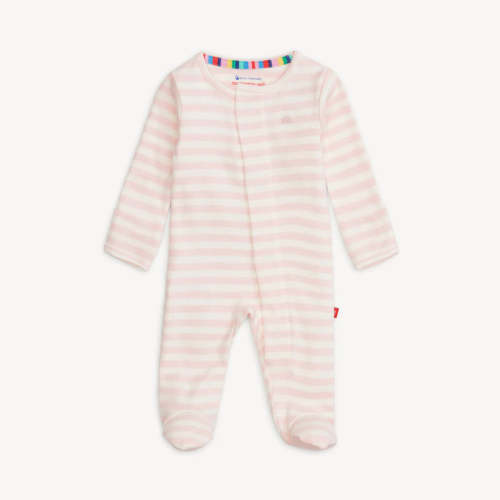 Pink Stripe Organic Cotton Footie NB