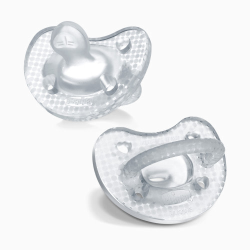 Orthodontic Pacifier for Babies 0-6 Months, One-Piece Silicone, 2-Pack, Crystal