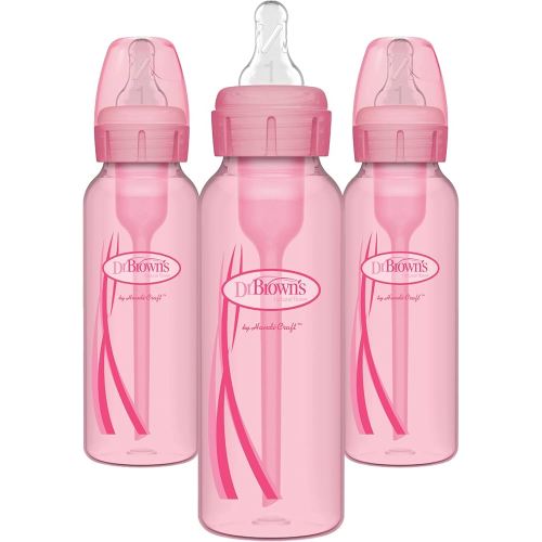 Dr. Brown's Options+ Baby Bottles, Pink, 8 oz, 3 Count