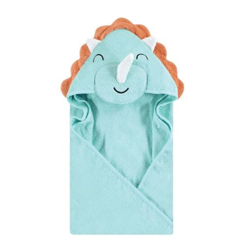 Hudson Baby Infant Boy Cotton Poly Animal Face Hooded Towel, Triceratops, One Size