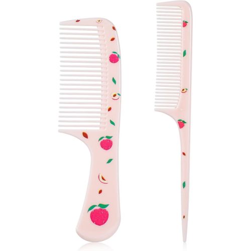 Baby Comb Set, Small Cute Fine Tooth Toddler Comb & Rat Tail Baby Comb for Styling, Pink Baby Hair Comb Plastic Parting Combs, Anti-Static Mini Hairdressing Comb for Baby Girl Wet Dry Hair (2Pcs)
