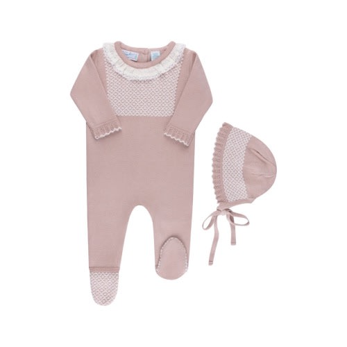 Jacquard Yoke Cotton Footie & Hat Set