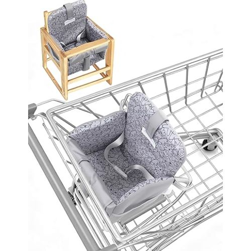 Shopping Cart Cover for Baby Girl and Boy, High Chair Cover for Restaurant, Padded Grocery Cart Seat Cover & Swing Insert for Infant & Toddler, Durable Machine Washable (Dark Grey)