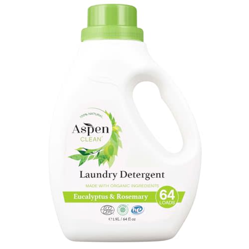 AspenClean | HE Liquid Laundry Detergent | Eucalyptus and Rosemary | Non - Toxic | 100% Natural | EWG Verified | Safe for Babies, Pets & Kids | 64 fl oz