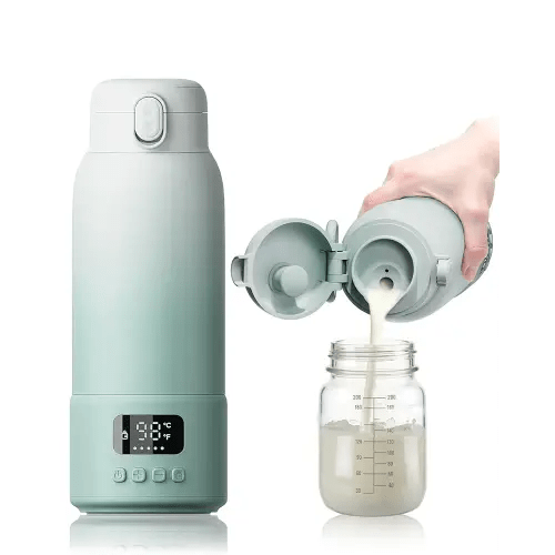 Extended Battery Life Portable Bottle Warmer - Dual Heating Modes for Breast Milk & Water, 17 Ounces, Fast Heating, Ideal for Travel, Outdoor, Baby Shower, Green