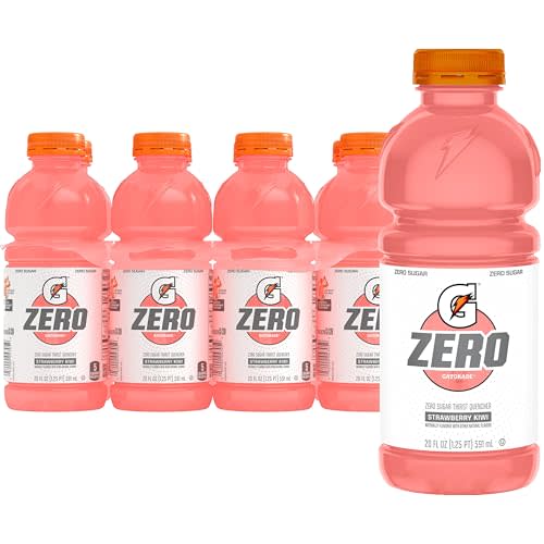 Gatorade Thirst Quencher Zero Sugar Sports Drink, Strawberry Kiwi, 20oz Bottles, 8 Pack, Electrolytes for Rehydration