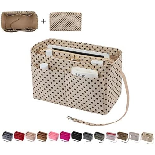 ZTUJO Purse Organizer Insert, Felt Bag Organizer with Metal Zipper, Handbag & Tote Shaper, For Speedy Neverfull Tote, 7 Sizes