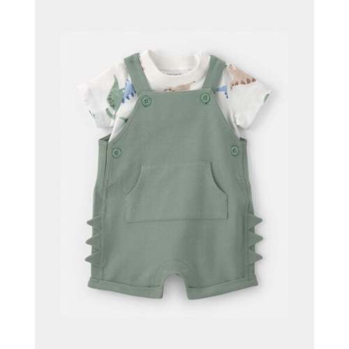 Baby Boy 2-Piece Dinosaur Short-Sleeve Overall Set - Green | Carter's