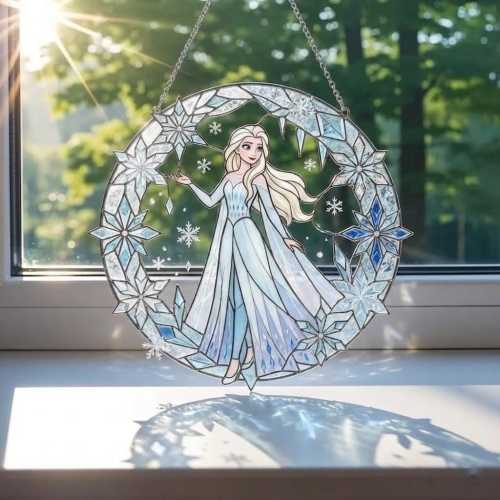 Disney Elsa Acrylic Suncatcher, Elsa Princess Faux Stained Glass, Frozen Suncatcher, Disney Suncatcher