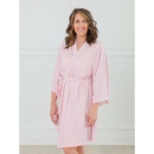 Pink Gingham Women's Maternity Robe, Modal Blend