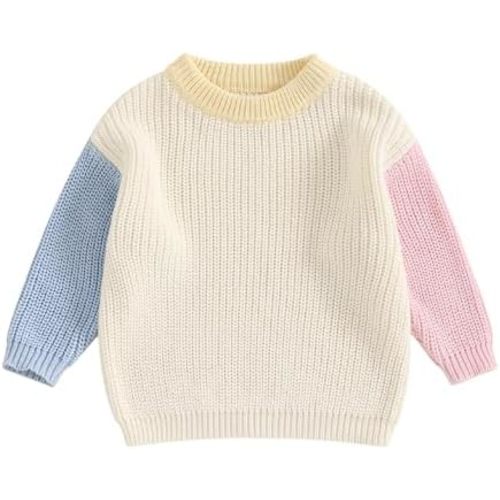 Newborn Infant Baby Girl Boy Knit Sweater Crewneck Pullover Long Sleeve Chunky Sweater Toddler Fall Winter Clothes