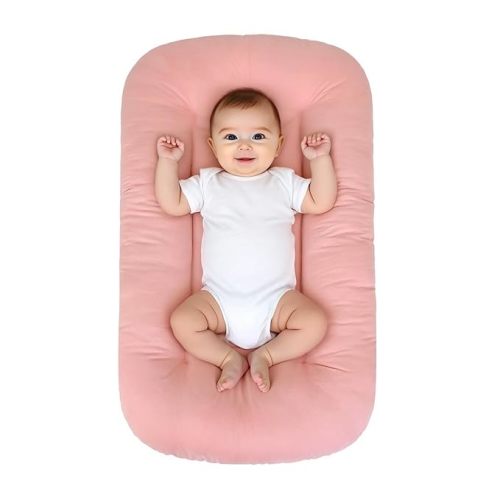 Baby Lounger for Infants Babies 0-24 Months, Bionic Organic Lounger, Soft Cotton Breathable Infant Floor Seats & Loungers for Newborn Baby Shower Gifts (Pink)