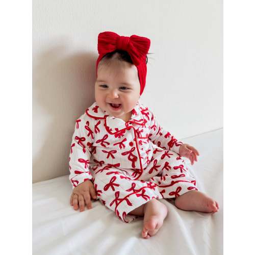 Red Bows Organic Pointelle Lounge Set