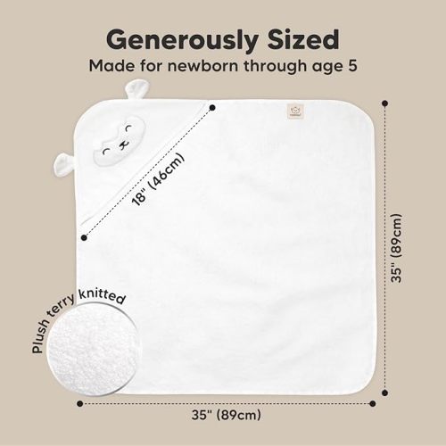 KeaBabies Hooded Baby Towel for Newborn - Viscose Derived from Bamboo Large Baby Bath Towels with Hood for Boys, Girls, Toddler, Extra Absorbent & Soft Newborn Bath Essentials (Lamb, Regular)