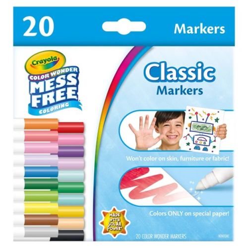 Crayola 20ct Color Wonder Broadline Markers,Mess-Free, Non-Toxic, Creative Thinking, 20 Markers, Ages 3+