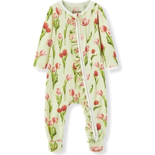 Luxe Stretch Ruffle Footed Romper, 0-3M