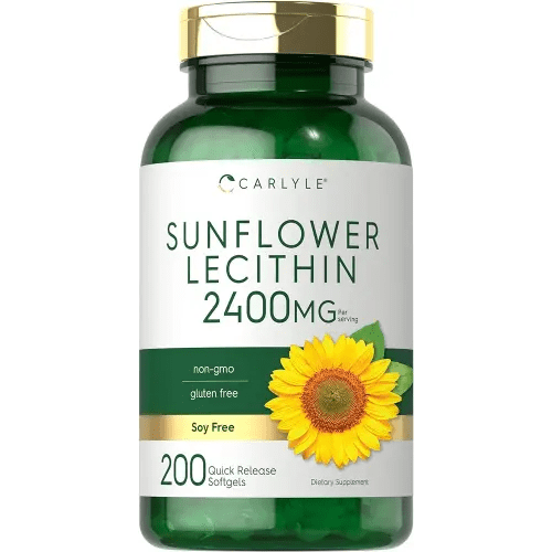 Carlyle Sunflower Lecithin 2400mg | 200 Softgel Capsules | Rich in Phosphatidyl Choline | Non-GMO, Soy Free, Gluten Free Supplement