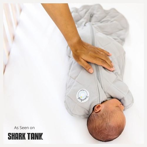 DREAMLAND BABY Weighted Sleep Swaddle Sack, Babies Aged 0-6 Months. 100% Cotton, Evenly Distributed Weight from Shoulders to Toes (Grey) - Gray