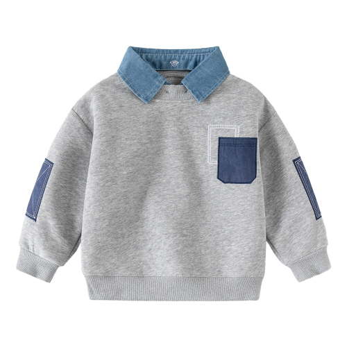WOYY Boys Polo Shirt Long Sleeve Casual Soft Pullover T Shirt Sweatshirt for Kids