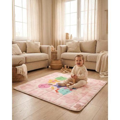 Baby Play Mat, Foldable Play Mats for Floor, 50x50 Inches Crawling Mat for Playpen with Anti-Slip Bottom, Machine Washable, Thicken Padding Foam Playmats for Babies and Toddlers (Sand Checks)