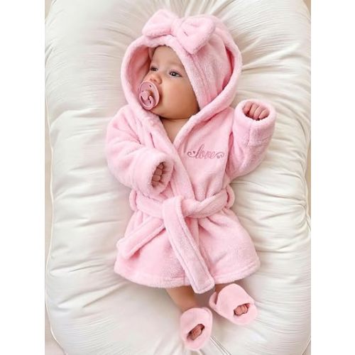 Newborn Girl Photoshoot Bathrobe Outfits Infant Robe Bath Towel with Slippers Set Newborn Photography Props（0-3M）