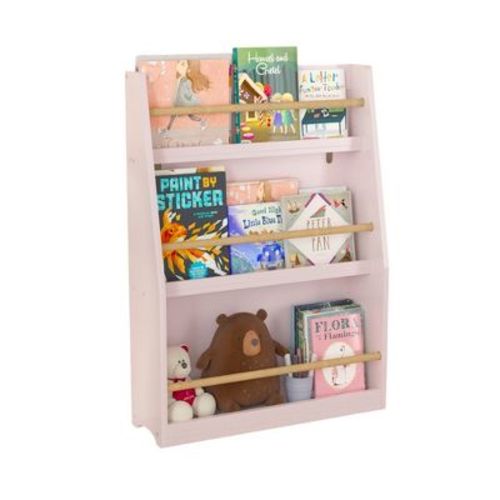TopComfy Decorative Bookshelf Kids Book Rack with Tiered Shelves for Toddler Reading Corner, Pink, 22.83"*7.09"*31.5"