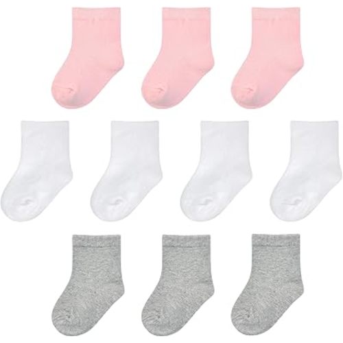 Baby Socks Infant White Crew Socks Baby Girls Soft Newborn Dress Sock Boys Baptism 0-12 Months 10 Pack