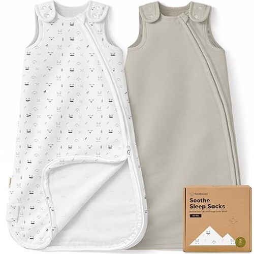 2-Pack Organic Baby Sleep Sacks, 100% Cotton - Soft & Breathable 0.5TOG Baby Wearable Blanket, Toddler Sleeping Sack 6-18 months, Easy to Wear Transitional Swaddles for Newborns, Infants (Nordic, M)