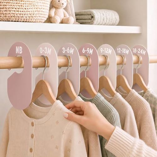Giftacity 7Pcs Pink Baby Clothes Size Dividers for Nursery Closet Organizer