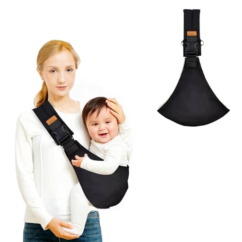 Baby Sling Carrier,Baby Carrier Newborn to Toddler,Adjustable and Lightweight Toddler Carrier(10-30lbs),Baby Sling with Safety Buckle(Cloth,Black)