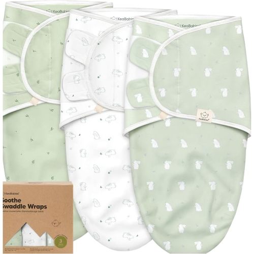 KeaBabies 3-Pack Organic Baby Swaddles for Newborns, Infant (Bunnies, OS)