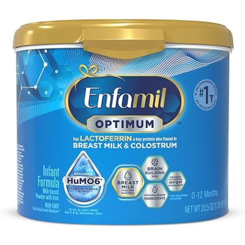 Enfamil Optimum (Enspire), Our Closest Formula to Breast Milk, Immune-Supporting Lactoferrin and Brain-Supporting DHA Baby Formula, Powder 20.5 Oz Tub