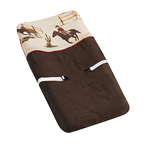 Sweet Jojo Designs Chocolate Brown Western Cowboy Boy Baby Changing Pad Cover  Infant Newborn Diaper Table Change Mat Sheet - Wild West Southern South Horse Cow Animal Tan Beige Red White and Blue