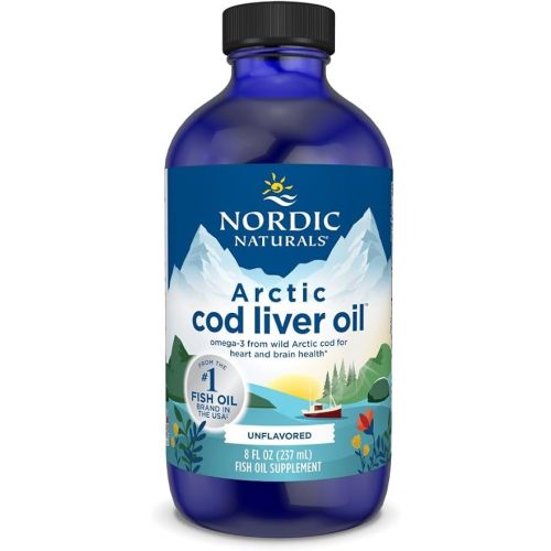 Nordic Naturals Arctic Cod Liver Oil, Unflavored - 8 oz - 1060 mg Total Omega-3s with EPA & DHA - Heart & Brain Health, Healthy Immunity, Overall Wellness - Non-GMO - 48 Servings