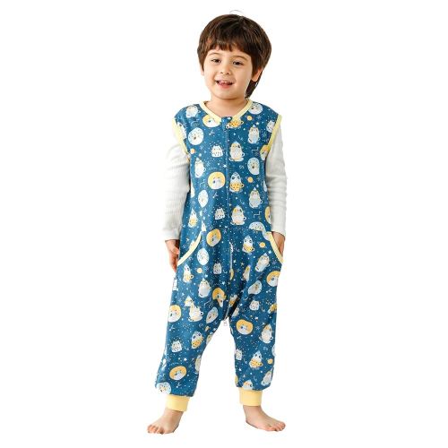 WONDAY Baby Toddler Sleep Sack with feet, Sleep Sack with Legs Baby Wearable Blanket, Sleeveless Toddler Sleeping Sack with Feet（Cat,2t-3t)