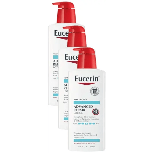 Eucerin Advanced Repair Lotion - Fragrance Free, Full Body Lotion for Very Dry Skin - 16.9 fl. oz. Pump Bottle (Pack of 3)