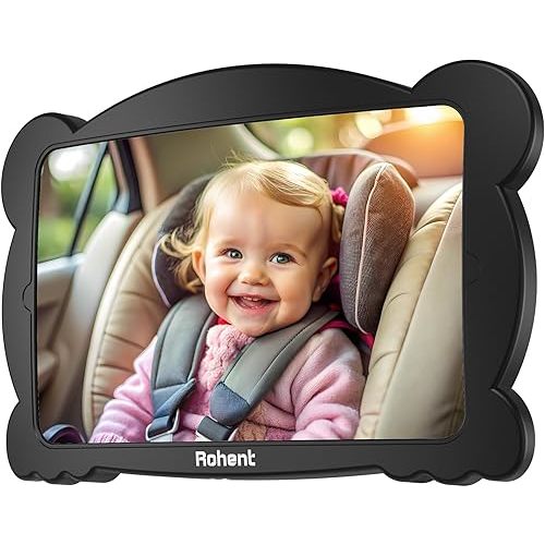 Rohent Carseat Mirrors Rear Facing: Adjustable Shatterproof Car Seat Mirror for Baby Rear Facing Seat Easy Install on Headrest - Stable Clear Wide View Easy to See Newborn Toddler