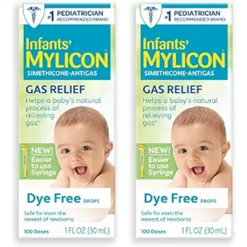 MYLICON Infant & Baby Gas Relief Drops, Dye-Free, 1 Oz (2 Pack) New Syringe