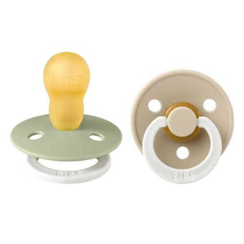 Bibs Colour Pacifiers Latex 3-18 Months - Size 3 - Sage Glow/Vanilla Glow - 2pk: Vents for Air Circulation, BPA-Free