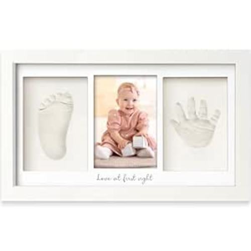 KeaBabies Baby Hand and Footprint Kit - Clay Handprint Keepsake Frame, Newborn Nursery Picture Frame, Personalized New Mom Gifts for Baby First Christmas Shower (Alpine White)
